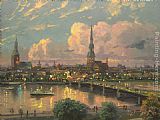 Sunset Over Riga Latvia by Thomas Kinkade